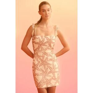NWT Amanda Uprichard Avani Sequin Starfish Mini Dress Cream Pink Women's Small